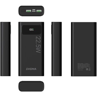  Power Bank Digma DGPF20A (DGPF20A22PBK), 20000мAч черный 