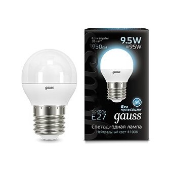  Лампа GAUSS E27 105102210 шар 9.5Вт упаковка10 шт. 