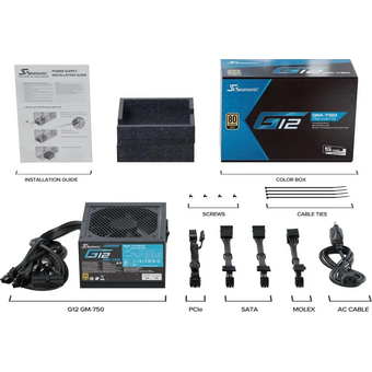  Блок питания Seasonic G12 GM-750 (g12 gm-750 ssr-750fm), 750Вт, 120мм, черный, retail 