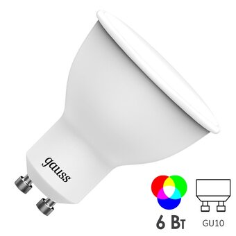  Лампа GAUSS GU10 101106406 LED софит 6Вт одна шт. 
