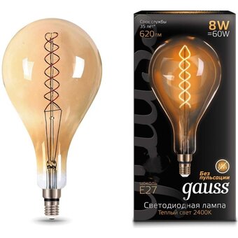  Лампа филаментная GAUSS E27 150802008 Vintage шар 8Вт одна шт. 