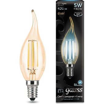  Лампа филаментная GAUSS E14 104801805 свеча 5Вт одна шт. 