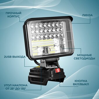  Фонарь аккумуляторный светодиодный ProfiPower MKDEB-18V (E0125) без акб 