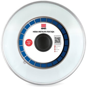  Крышка Нева Металл Посуда 43026 стекл. с метал. ободом 26 см 