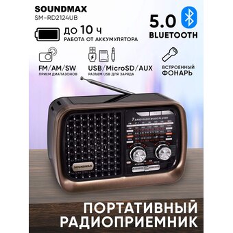  Радиоприемник SOUNDMAX SM-RD2124UB(черный с серым) 