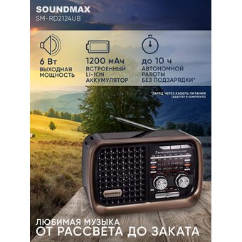  Радиоприемник SOUNDMAX SM-RD2124UB(черный с серым) 