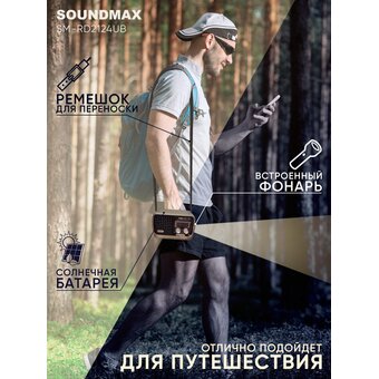  Радиоприемник SOUNDMAX SM-RD2124UB(черный с серым) 