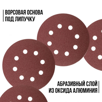  Круг шлифовальный WILLMARK 39663К d 125мм P60 с липучкой, с отверстиями (5шт/уп.) 