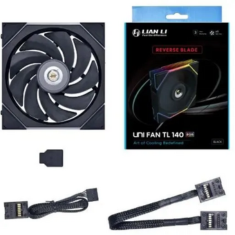  Вентилятор Lian-Li Uni Fan TL 140 Reverse ARGB (G99.14RTL1B.00) 140х140x28 черный 7-pin 29дБ Ret 