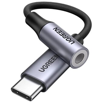  Адаптер UGREEN AV161 80154 Type C Male To 3.5mm Audio Adapter 10cm Space Gray 
