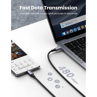  Кабель UGREEN US316 70428 USB-C 2.0 to USB-C 2.0 5A Data Cable 1.5m Black 