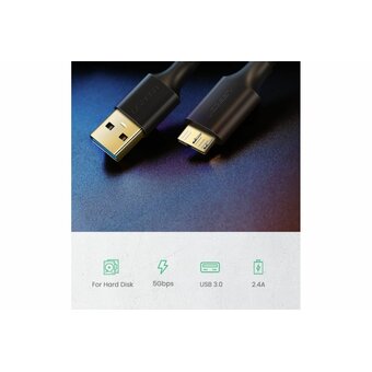  Кабель UGREEN US130 10841 USB 3.0 A Male to Micro USB 3.0 Male Cable 1m Black 