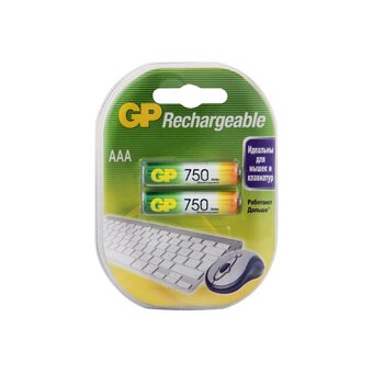  Аккумулятор GP Rechargeable 75AAAHC-2DECRC2 AAA, 1.2V 750 мА·ч, 2 шт. 