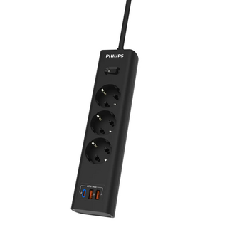  Сетевой фильтр Philips CHP4336BA/51 2м, 3 розетки черный (коробка) 
