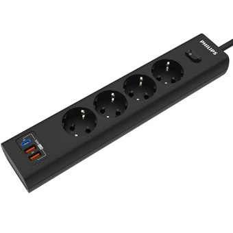  Сетевой фильтр Philips CHP8246BA/51 2м, 4 розетки черный (коробка) 