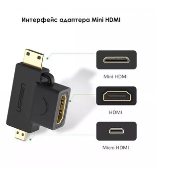  Адаптер UGREEN HD129 20144 Micro HDMI + Mini HDMI Male to HDMI Female Adapter Black 