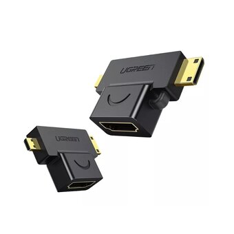  Адаптер UGREEN HD129 20144 Micro HDMI + Mini HDMI Male to HDMI Female Adapter Black 