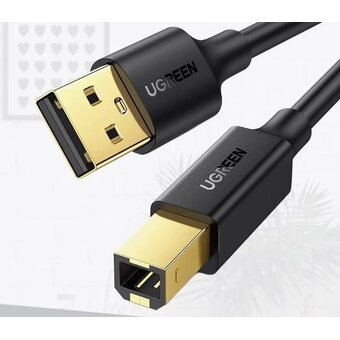  Кабель UGREEN US135 10351 USB 2.0 AM to BM Print Cable 3m Black 