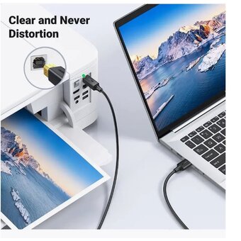  Кабель UGREEN US135 10351 USB 2.0 AM to BM Print Cable 3m Black 