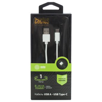  Кабель Cactus CS-USB.A.USB.C-1 USB m-USB Type-C m 1м белый 