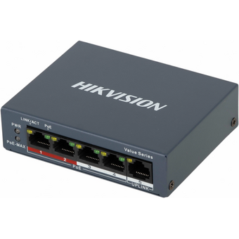  Коммутатор неуправляемый Hikvision DS-3E0105P-E/M(B) 4x100Мбит/с 4PoE+ 35W 