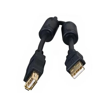  Кабель 5bites UC5011-018A USB2.0, AM/AF, зол.разъемы, ферр.кольца, 1.8м, черный 
