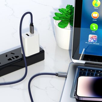  Дата-кабель HOCO U134 Primero 240W charging data cable Type-C to Type-C 1,8м dark blue 