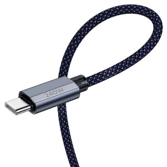  Дата-кабель HOCO U134 Primero 240W charging data cable Type-C to Type-C 1,8м dark blue 