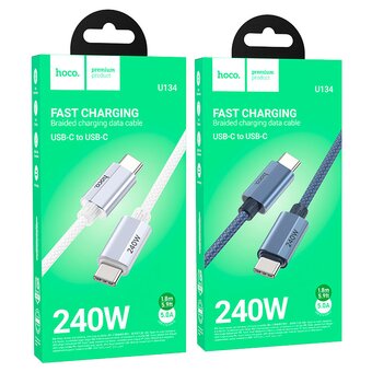  Дата-кабель HOCO U134 Primero 240W charging data cable Type-C to Type-C 1,8м dark blue 