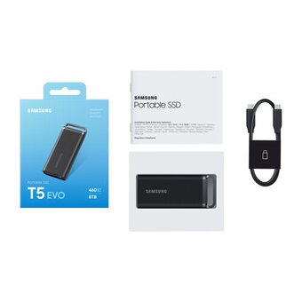  SSD Samsung Т5 Evo Portable MU-PH8T0S/WW 8TB, V-NAND, USB 3.1 Type-C R/W - 460/460 MB/s Black 