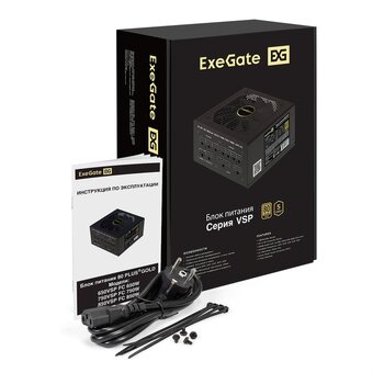  Блок питания Exegate 80 Plus Gold 650VSP FC EX297231RUS 650W (ATX3.0, APFC, КПД 90проц. (80 Plus Gold), 120mm fan, 24pin, 2x(4+4)pin 