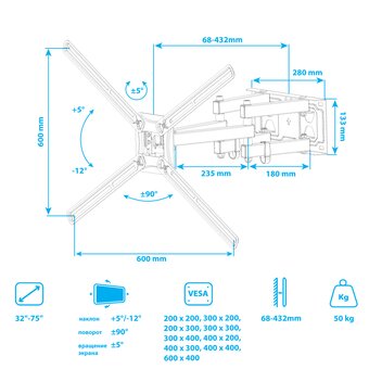  Кронштейн для телевизора Kromax Corbel-9 