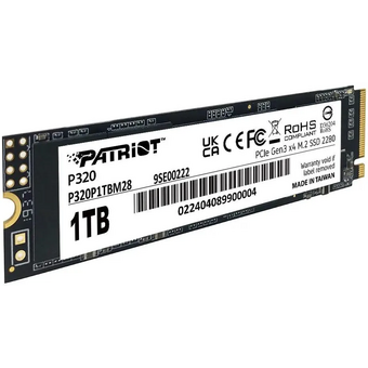  SSD Patriot P320 P320P1TBM28 1ТБ, M.2 2280, PCIe 3.0 x4, NVMe, M.2 