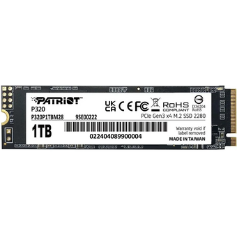  SSD Patriot P320 P320P1TBM28 1ТБ, M.2 2280, PCIe 3.0 x4, NVMe, M.2 