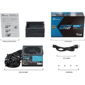  Блок питания Seasonic G12 GC-650 (g12 gc-650 ssp-650rt2), 650Вт, 120мм, черный, retail 