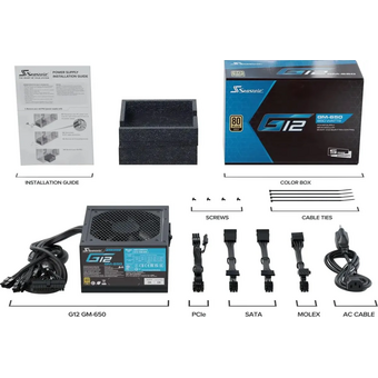  Блок питания Seasonic G12 GM-650 (g12 gm-650 ssr-650fm), 650Вт, 120мм, черный, retail 