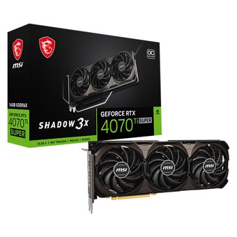  Видеокарта MSI RTX4070Ti Super Shadow 3X OC, 16GB (RTX 4070 Ti Super 16G Shadow 3X OC) GDDR6X 256bit 3xDP HDMI 3Fan RTL 