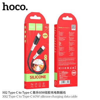  Дата-кабель HOCO X82 Type-C to Type-C 60W silicone 1м (чёрный) 