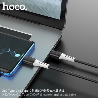  Дата-кабель HOCO X82 Type-C to Type-C 60W silicone 1м (чёрный) 