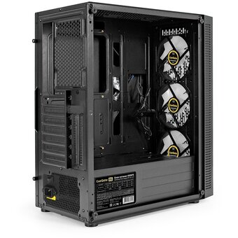  Корпус ExeGate EVO-5001A-450NPX EX296316RUS Miditower(ATX, БП 450NPX с вент. 12 см, 2*USB+1*USB3.0+HD Audio, черный, 3 вент.12см с RGB подсветкой) 