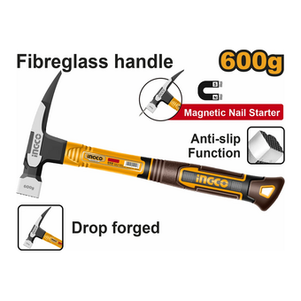  Кровельный молоток Ingco HCH81060, 600г, ручка фибергласс, нескольз. 
