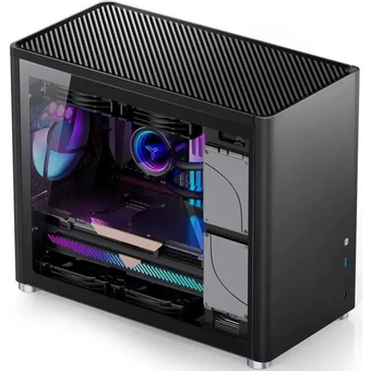  Корпус Jonsbo D30 Black без БП, боковая панель из закаленного стекла, mini-ITX, micro-ATX, черный 