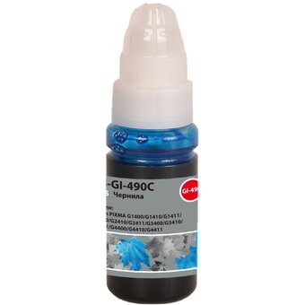  Чернила Cactus CS-GI-490C голубой 70мл для Canon PIXMA G1400/G1410/G1411/G2400/G2410/G2411/G3400/G3410/G3411/G4400/G4410/G4411 