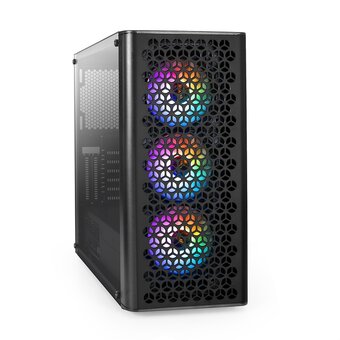 Корпус ExeGate EVO-9202-EVO800 EX296077RUS Miditower (ATX, БП EVO800RGB с вент. 12 см, с окном, 1*USB+1*USB3.0, аудио, черный, 3 вент. 12см с RGB) 
