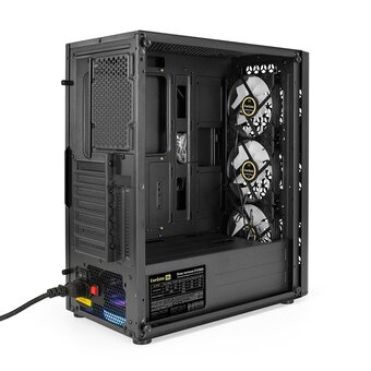  Корпус ExeGate EVO-9202-EVO800 EX296077RUS Miditower (ATX, БП EVO800RGB с вент. 12 см, с окном, 1*USB+1*USB3.0, аудио, черный, 3 вент. 12см с RGB) 