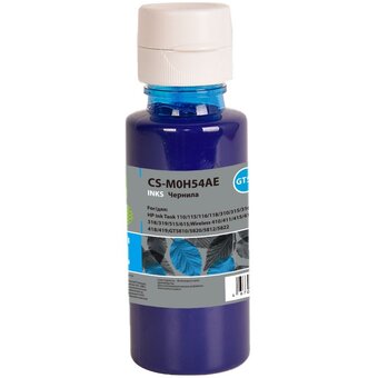  Чернила Cactus CS-M0H54AE GT52 голубой 70мл для HP Ink Tank 110/115/116/118/310/315/316/318/319/515/615;Wireless 410/411/415/416/418/419;GT5810/5820 