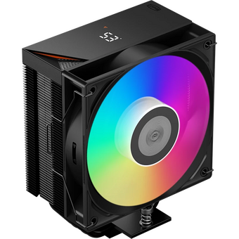  Кулер PcCooler RT500 Digital ARGB BK (240W, 4-pin PWM, LED temp., 152mm, Al/Cu, 5x6mm, 1x120mm, 73.32CFM, 34.9dBA, 2200RPM) 