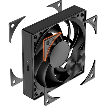  Кулер PcCooler F5 R120 BK (120x120x25mm, 4-pin PWM, 86.73CFM, 32dBA, 2200RPM, Black) 