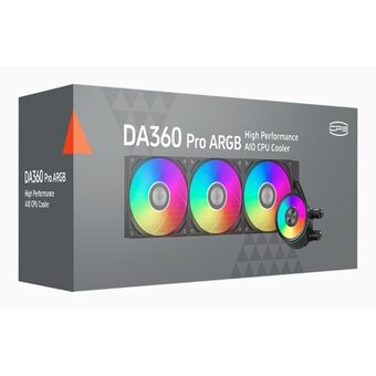  СВО PcCooler DA360 Pro ARGB BK (300W, 360mm, Black, Fans 3x120mm, 75.8CFM, 33.7dBA, 2200RPM/ Pump height 57mm, 28dBA, 3000RPM) 