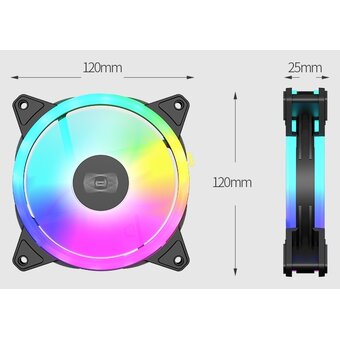  Кулер PcCooler F3 T120 ARGB BK (120x120x25mm, 4-pin PWM, 46CFM, 21.6dBA, 1800RPM, Black) 